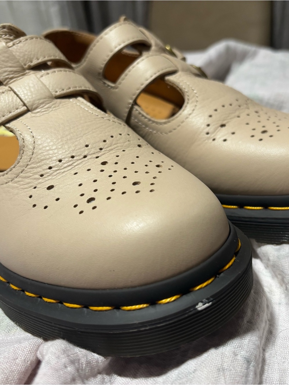 Dr. Martens Mary Jane  Cream T-Bar Double Buckle Shoes - Picture 11 of 11
